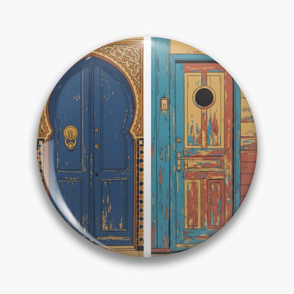 Item preview, Blue Doors — Moroccan Medina & Chilean Barrio Art Print designed and sold by KariGoStudio.