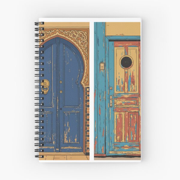 Item preview, Blue Doors — Moroccan Medina & Chilean Barrio Art Print designed and sold by KariGoStudio.