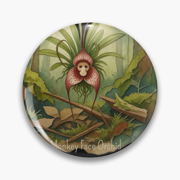 Item preview, Botanical Watercolor Monkey Face Orchid - Rare Dracula Simia Floral Art designed and sold by Sabia Creative Lab.