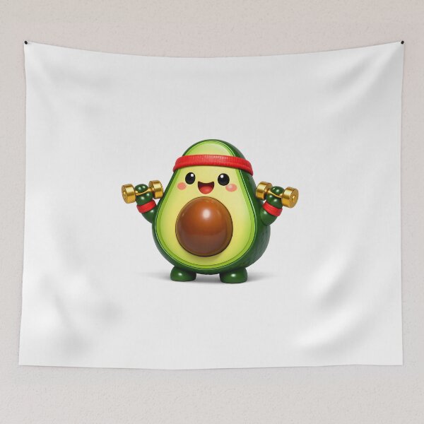 Item preview, Aesthetic 3D Gym Avocado Lifting Dumbbells Fitness Sticker⁠ designed and sold by MIROUZ2000.
