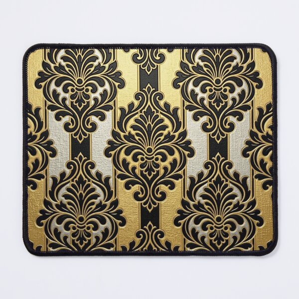 Item preview, Black, Gold Foil & Silver Striped Black Damask designed and sold by DesignsByPrnces.