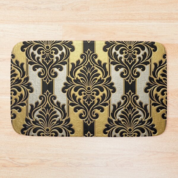 Item preview, Black, Gold Foil & Silver Striped Black Damask designed and sold by DesignsByPrnces.