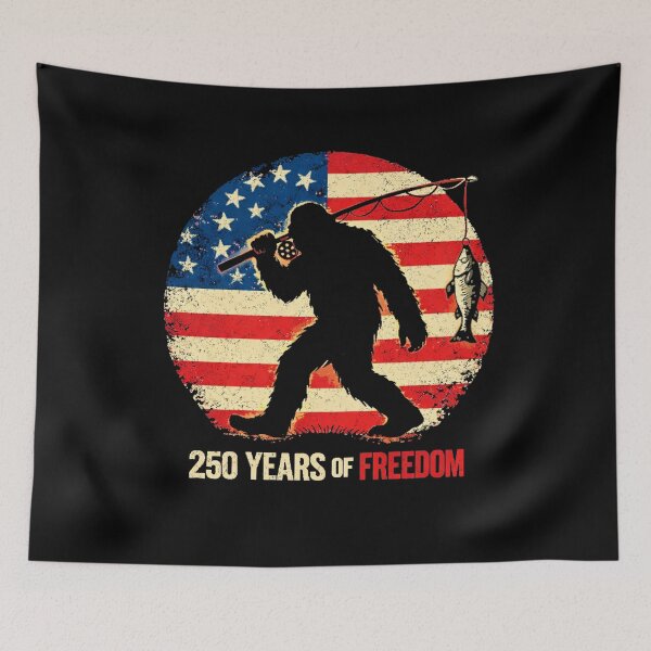 Item preview, Retro Vintage 4th of July Bigfoot American Flag Sasquatch designed and sold by PixelMarrero.