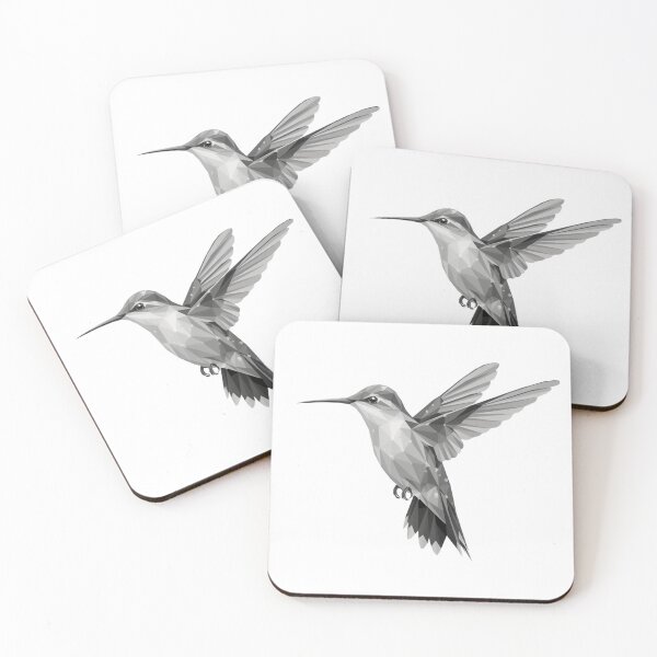 Artikelvorschau, Stammeskolibri – Monochromer Low-Poly-Kolibri – Geometrische Schwarz-Weiß-Polygon-Vogelgrafik entworfen und verkauft von ArcticFoxStudio.