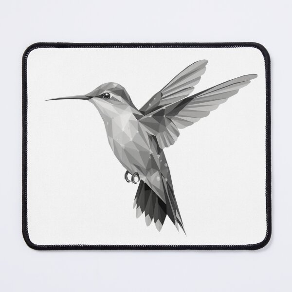 Item preview, Tribal Hummingbird - Monochrome Low Poly Hummingbird – Geometric Black and White Polygon Bird Art designed and sold by ArcticFoxStudio.