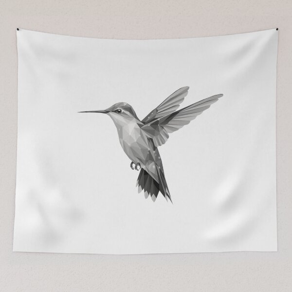 Item preview, Tribal Hummingbird - Monochrome Low Poly Hummingbird – Geometric Black and White Polygon Bird Art designed and sold by ArcticFoxStudio.