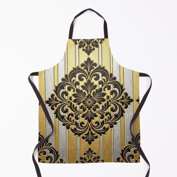 Item preview, Gold & Silver Striped Black Damask designed and sold by DesignsByPrnces.