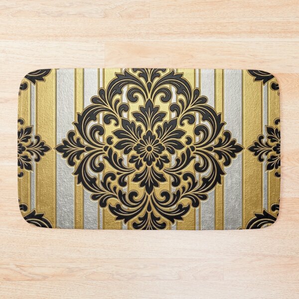 Item preview, Gold & Silver Striped Black Damask designed and sold by DesignsByPrnces.