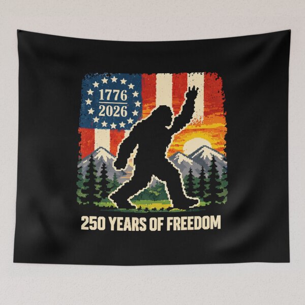 Item preview, Retro Vintage 4th of July Bigfoot American Flag Sasquatch designed and sold by PixelMarrero.