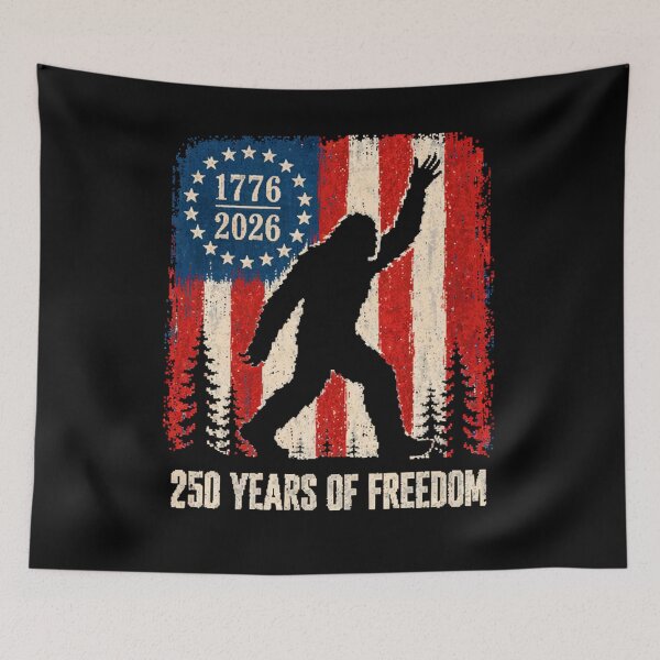 Item preview, Retro Vintage 4th of July Bigfoot American Flag Sasquatch designed and sold by PixelMarrero.