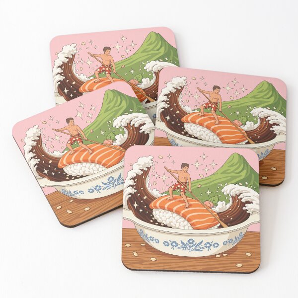 Item preview, Surfing a Salmon Nigiri Wave designed and sold by Noodle-Prints.