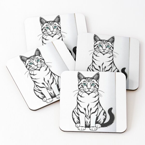 Item preview, Animals - Cat with Turquoise Eyes, Graphic Elegance in Black and White designed and sold by DoodyPets.