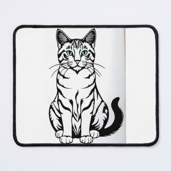 Item preview, Animals - Cat with Turquoise Eyes, Graphic Elegance in Black and White designed and sold by DoodyPets.