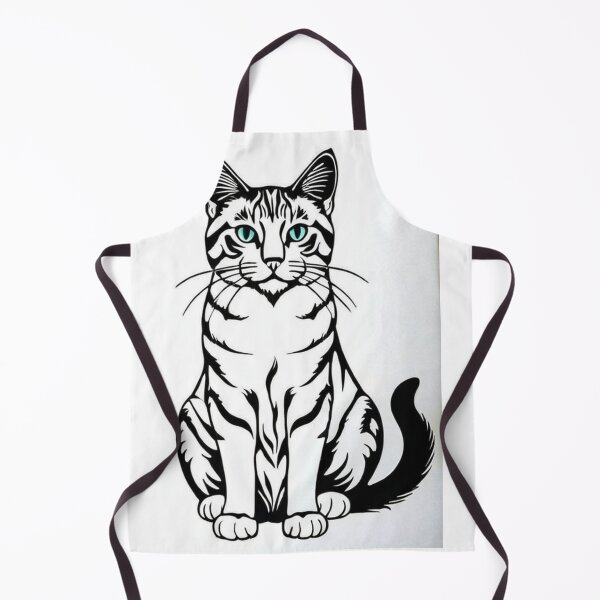 Item preview, Animals - Cat with Turquoise Eyes, Graphic Elegance in Black and White designed and sold by DoodyPets.