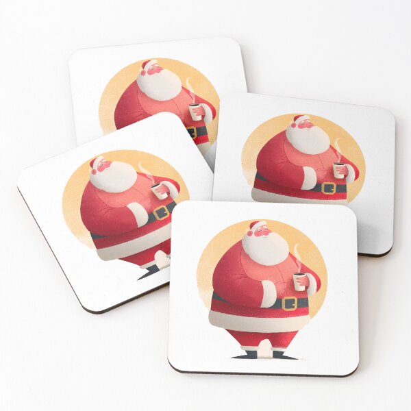 Item preview, Modern Minimalist Santa Claus with Coffee | Cute Geometric Christmas Art | Flat Design Santa Illustration | Funny Holiday Print designed and sold by NeonKawaiiCo.