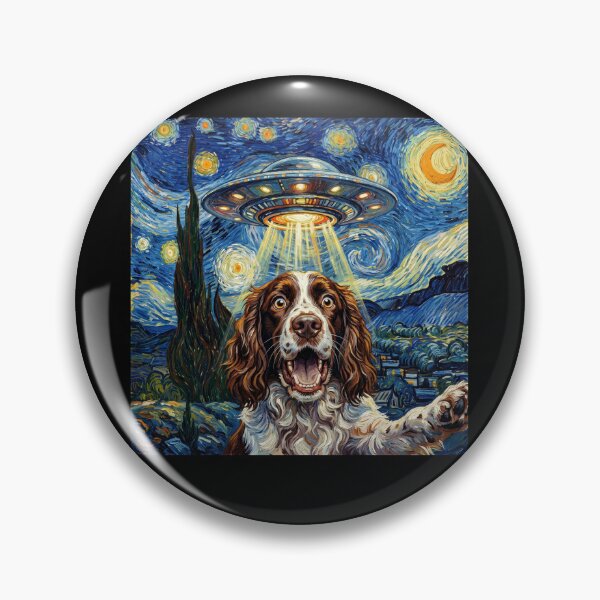 Item preview, English Springer Spaniel Starry Night UFO Van Gogh Art Dog Selfie Lover designed and sold by Kimberley King Art  King Art.
