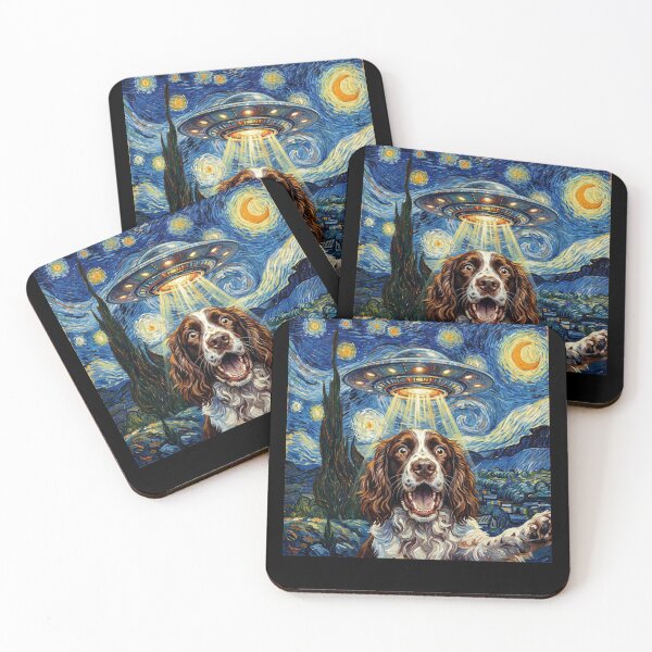 Item preview, English Springer Spaniel Starry Night UFO Van Gogh Art Dog Selfie Lover designed and sold by Kimberley King Art  King Art.