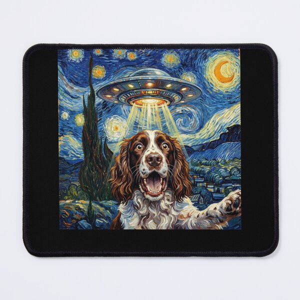 Item preview, English Springer Spaniel Starry Night UFO Van Gogh Art Dog Selfie Lover designed and sold by Kimberley King Art  King Art.