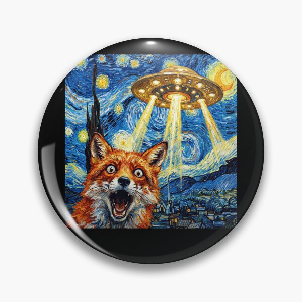 Item preview, Fox Starry Night UFO Van Gogh Art Animal Selfie Lover designed and sold by Kimberley King Art  King Art.