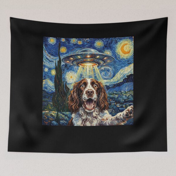 Item preview, English Springer Spaniel Starry Night UFO Van Gogh Art Dog Selfie Lover designed and sold by Kimberley King Art  King Art.