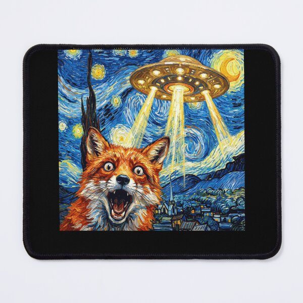 Item preview, Fox Starry Night UFO Van Gogh Art Animal Selfie Lover designed and sold by Kimberley King Art King Art.