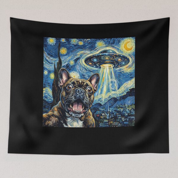 Item preview, French Bulldog Starry Night UFO Van Gogh Art Dog Selfie Lover designed and sold by Kimberley King Art  King Art.