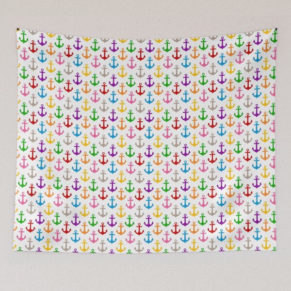 Item preview,  Colorful Rainbow Nautical Anchor Design - White  designed and sold by PatternTitan.