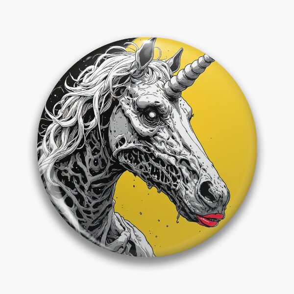 Item preview, Dark Zombie Unicorn Horror Pop Art Black Yellow designed and sold by ChaoticZenStudio.
