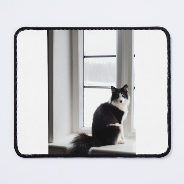 Item preview, Animals - Contemplative Black and White Cat, Serenity at the Window designed and sold by DoodyPets.