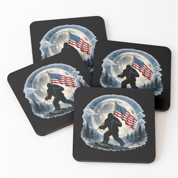 Item preview, Retro Vintage 4th of July Bigfoot American Flag Sasquatch designed and sold by PixelMarrero.
