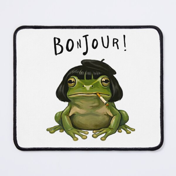 Item preview, Bonjour Frog With Bob Haircut designed and sold by LunaMagicStudio.