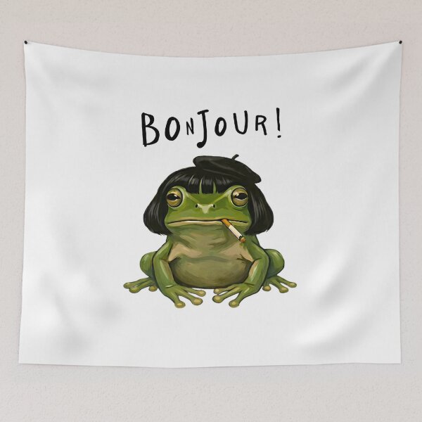 Item preview, Bonjour Frog With Bob Haircut designed and sold by LunaMagicStudio.