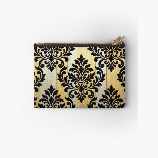 Item preview, Gold Foil & Silver Striped Black Damask designed and sold by DesignsByPrnces.