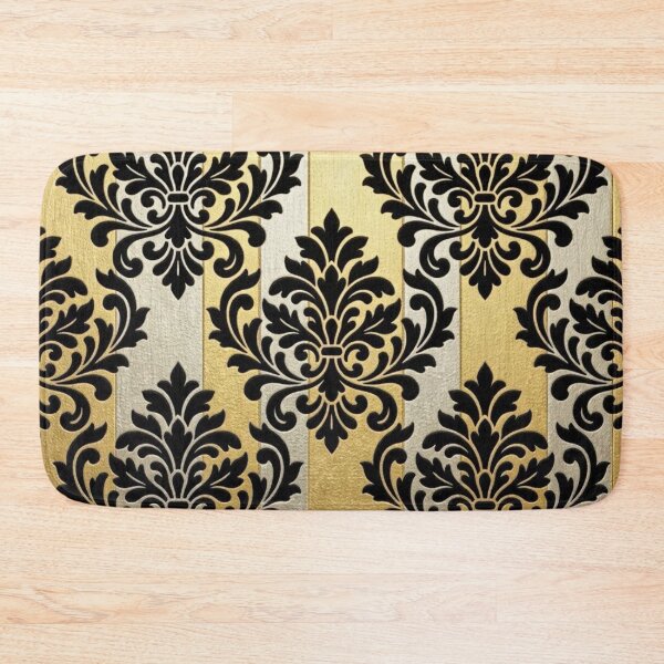 Item preview, Gold Foil & Silver Striped Black Damask designed and sold by DesignsByPrnces.