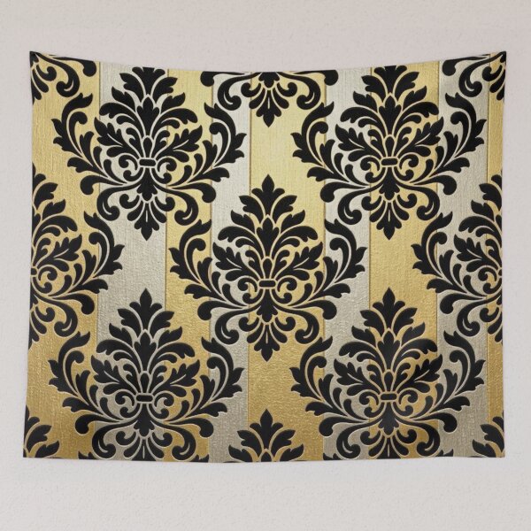 Item preview, Gold Foil & Silver Striped Black Damask designed and sold by DesignsByPrnces.