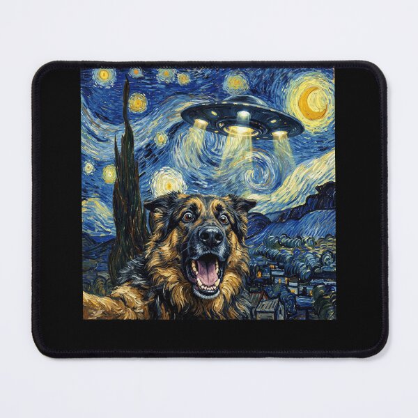 Item preview, German Shepherd Starry Night UFO Van Gogh Art Dog Selfie Lover designed and sold by Kimberley King Art  King Art.