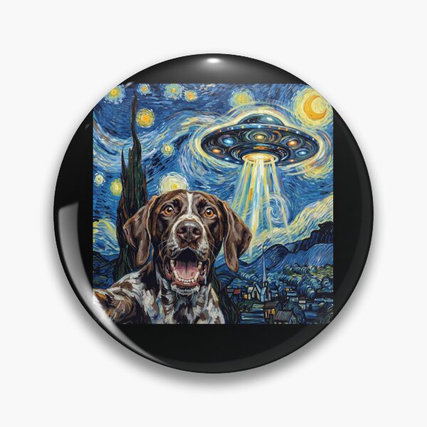 Item preview, German Shorthaired Pointer Starry Night UFO Van Gogh Art Dog Selfie Lover designed and sold by Kimberley King Art  King Art.