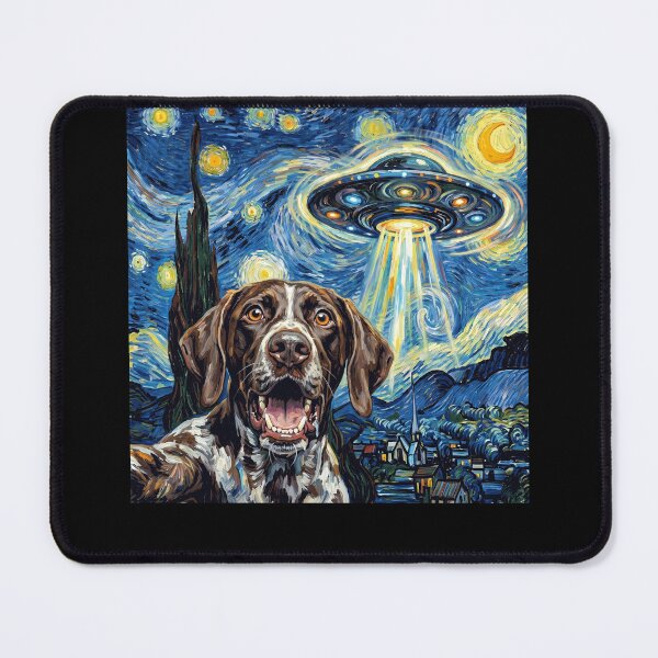 Item preview, German Shorthaired Pointer Starry Night UFO Van Gogh Art Dog Selfie Lover designed and sold by Kimberley King Art King Art.