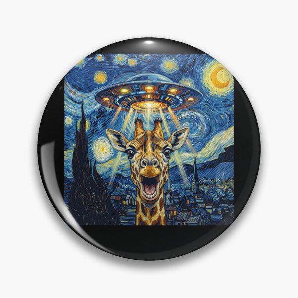 Item preview, Giraffe Starry Night UFO Van Gogh Art Animal Selfie Lover designed and sold by Kimberley King Art King Art.
