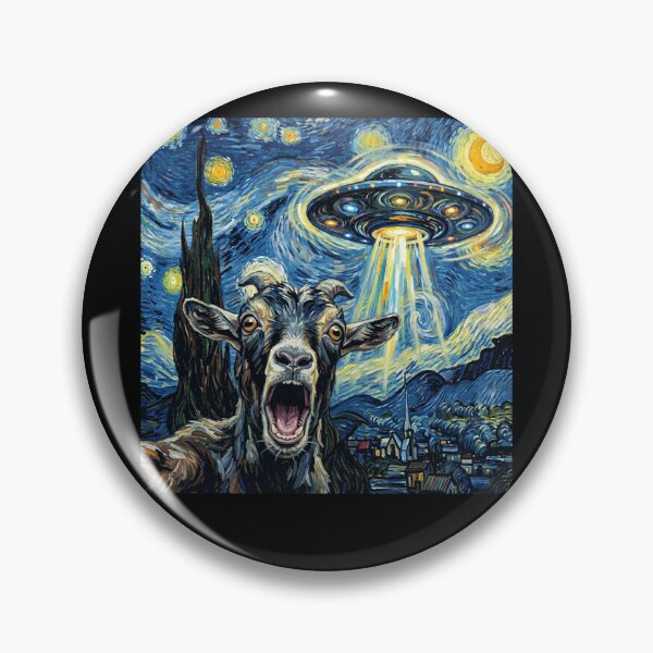 Item preview, Goat Starry Night UFO Van Gogh Art Animal Selfie Lover designed and sold by Kimberley King Art King Art.