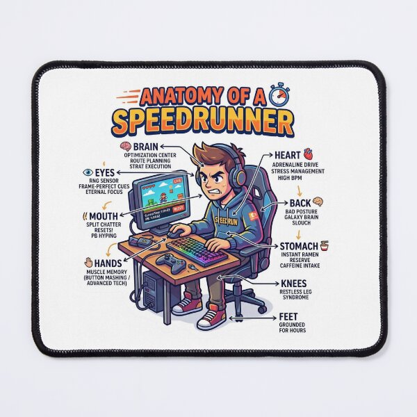 Item preview, Anatomy of a Speedrunner - The Ultimate Gamer Meme designed and sold by LevelUpLad.