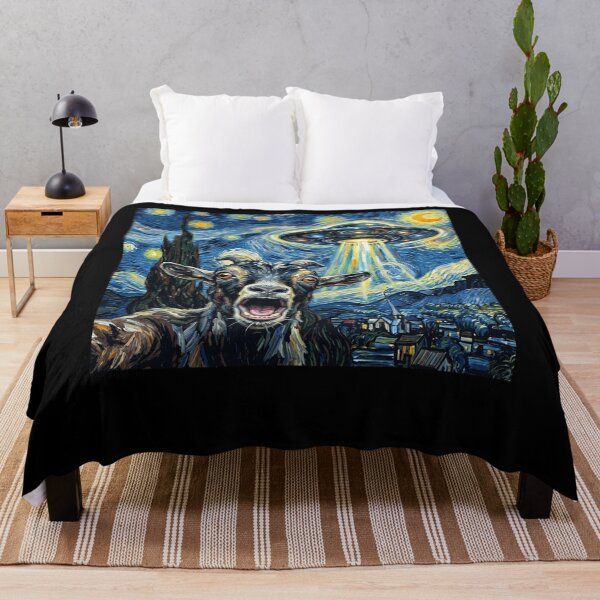 Item preview, Goat Starry Night UFO Van Gogh Art Animal Selfie Lover designed and sold by Kimberley King Art King Art.