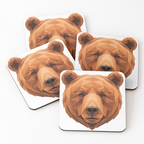 Item preview, Tribal Bear - Low Poly Bear Head – Geometric Brown Bear Wildlife Art designed and sold by ArcticFoxStudio.
