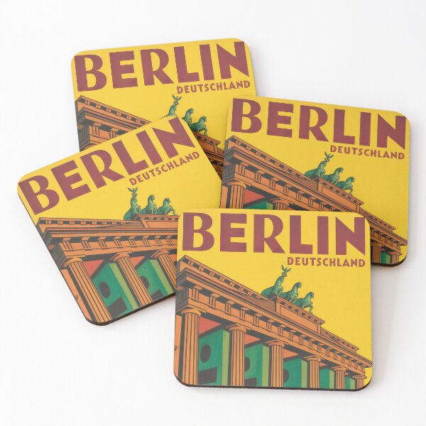 Item preview, Vintage travel poster of Berlin with Brandenburg Gate, Germany designed and sold by PrintableTravel.