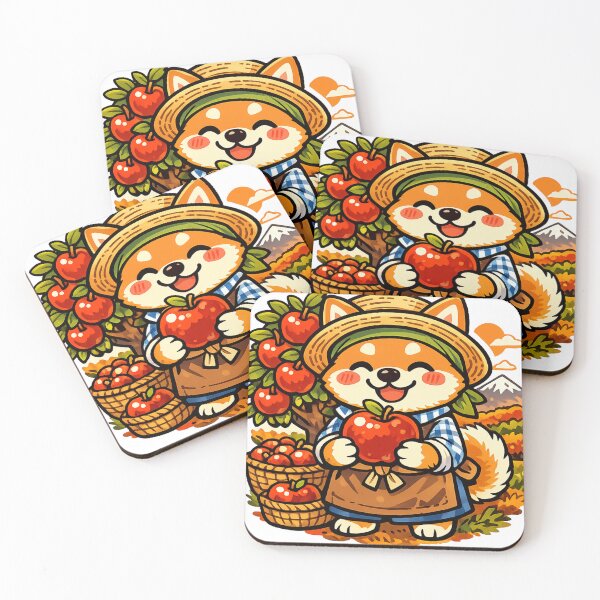 Item preview, Aomori Apple Harvest Shiba Inu Sticker – Kawaii Japanese Countryside Dog Design designed and sold by kawaii animal store (in Japan).