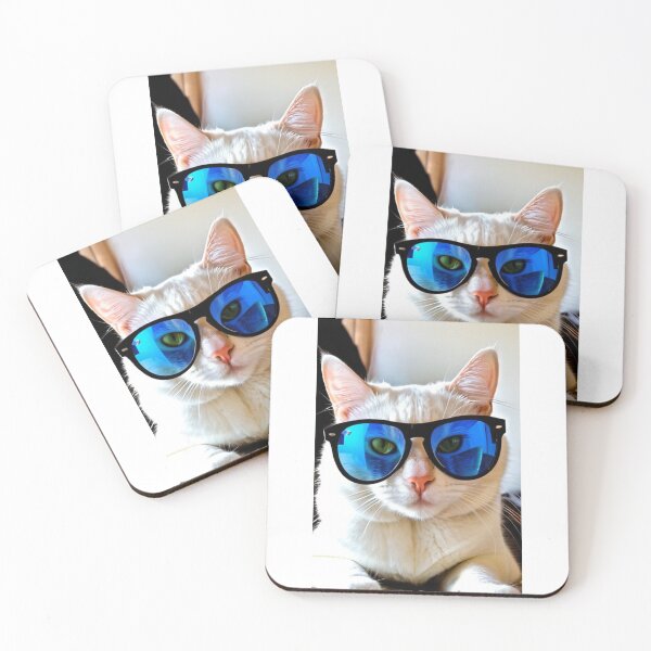 Item preview, Animals - Cool White Cat, Relaxed Attitude and Mirror Sunglasses designed and sold by DoodyPets.