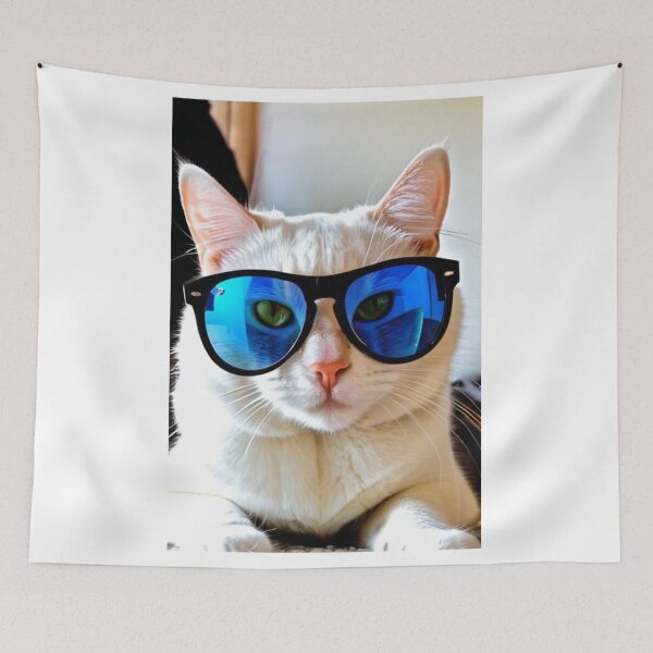 Item preview, Animals - Cool White Cat, Relaxed Attitude and Mirror Sunglasses designed and sold by DoodyPets.