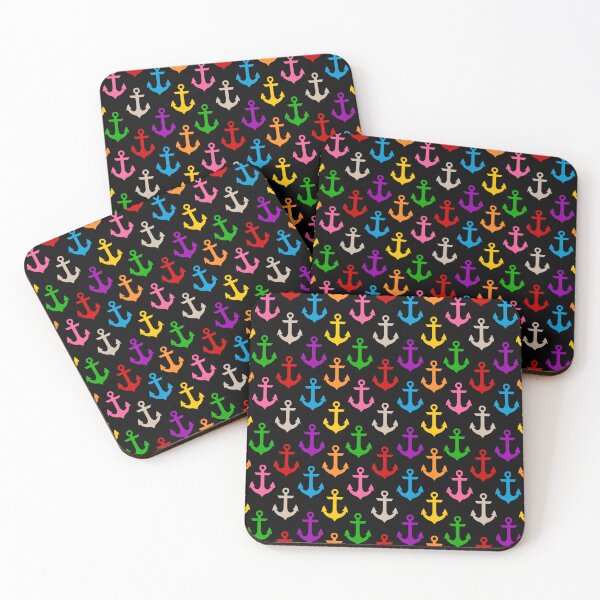 Item preview, Colorful Rainbow Nautical Anchor Design - Black  designed and sold by PatternTitan.