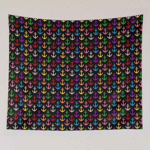 Item preview, Colorful Rainbow Nautical Anchor Design - Black  designed and sold by PatternTitan.