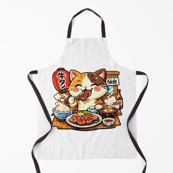 Item preview, Kawaii Sendai Gyutan Cat Sticker – Cute Japanese Foodie Cat Eating Beef Tongue Set Meal designed and sold by kawaii animal store (in Japan).